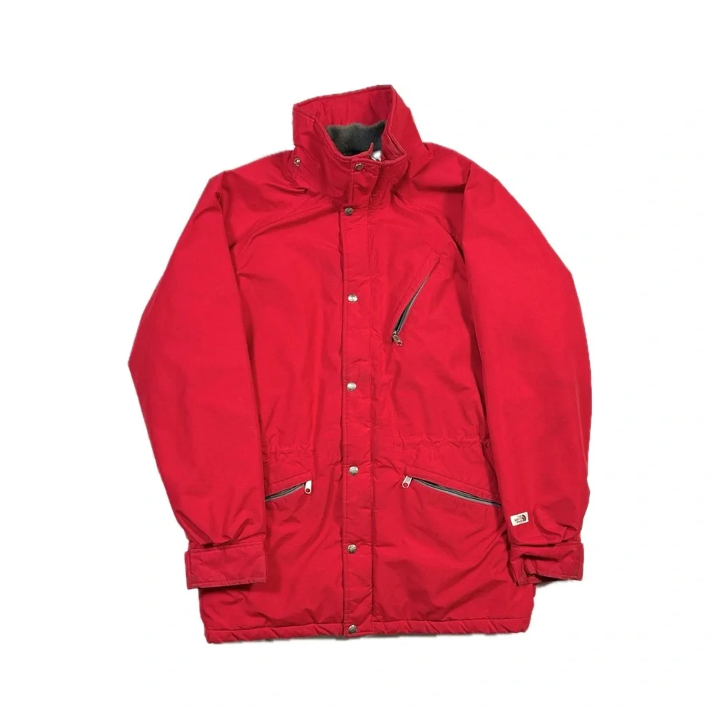 Vintage 80s North Face Gore Tex brown label red snap ski puffer Jacket men Large